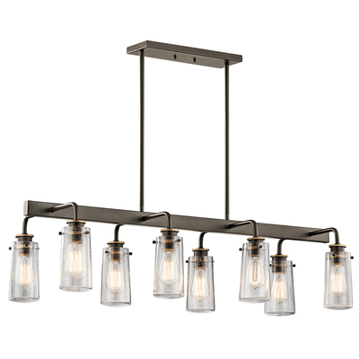 Kichler 43457OZ Braelyn 11.25" 8 Light Linear Chandelier with Clear Seeded Glass Olde Bronze®